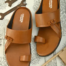 Anouk Men Tan Brown One Toe Comfort Sandals-image-42
