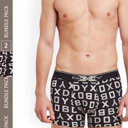 BODYX Pack Of 2 Mid-Rise Printed Pure Cotton Trunks BX04T-Black-PRT-2PCS-XL-picture-12