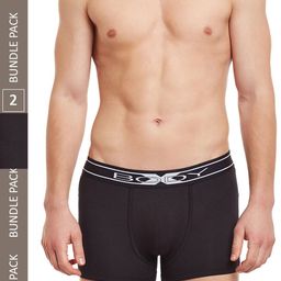 BODYX Pack Of 2 Mid-Rise Pure Cotton Trunks BX10T-BLACK-2PCS-S-picture-23