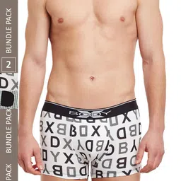 BODYX Men Pack Of 2 Printed Pure Combed Cotton Trunks BX04T-NAVW-2-XL-picture-1
