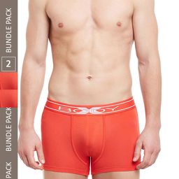 BODYX Men Pack Of 2 Mid-Rise Pure Cotton Trunks BX10T-Bright Marigold-2PCS-S-picture-11