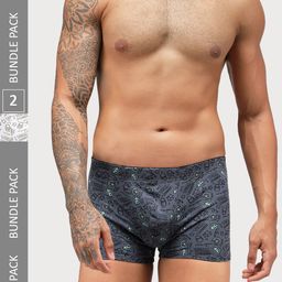 Zoiro Pack Of 2 Printed Double-Layered Contoured Pouch Trunks-10
