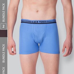 LUX VENUS Men Pack Of 2 Assorted Outer Elastic Cotton Trunks-3