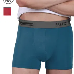 FREECULTR Men Pack Of 2 Red & Teal Solid Trunk-picture-16