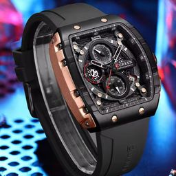 Curren Men Skeleton Brass Dial & Wrap Around Straps Analogue Watch CR-8442-Black RG-20