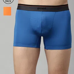 pivot Pack of 2 Men Orange & Blue Solid Trunks - P2MIWT22-008-33