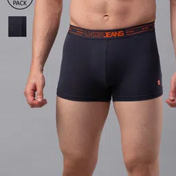UnderJeans by Spykar Men Pack Of 2 Charcoal Grey Solid Mid Rise Cotton Blend Trunks-picture-20