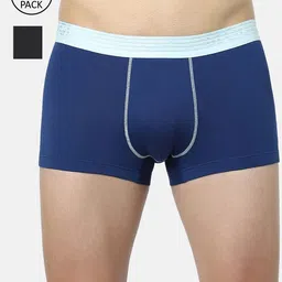 Sloggi Men Pack of 2 Blue & Black Solid Dry-Fit Trunks Breathable Fabric Short-36