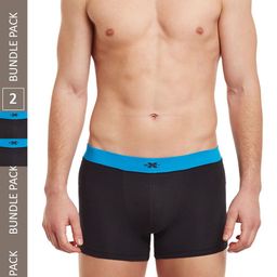 BODYX Pack Of 2 Mid-Rise IntelliSoft Stretchable Cotton Trunks BX07T-Black-2PCS-XL-picture-39