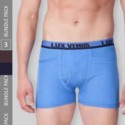 LUX VENUS Men Pack Of 3 Mid-Rise Assorted Pure Cotton Trunks-image-42
