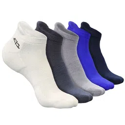 Heelium Men Pack of 5 Odour-Free Padded Base Anti-bacterial Bamboo Ankle Length Socks-35