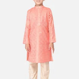 TABARD Boys Pink Printed Kurta with Pyjamas-picture-20