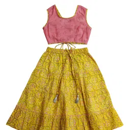 My Little Lambs Girls Pink & Yellow Solid Ready To Wear Lehenga & Ready To Wear Choli-picture-21