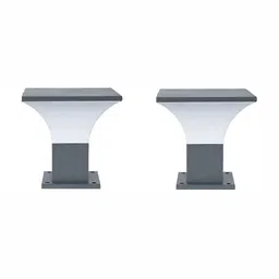 DENICRAAS Set Of 2 White & Black Gate Light Outdoor Lamp-24