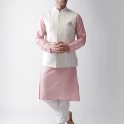 KISAH Men Regular Fit Printed Kurta Jacket Churidar Set-picture-49