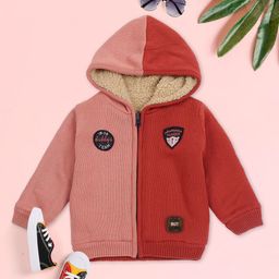 MeeMee Boys Orange And Brown Colourblocked Hooded Padded Jacket-23