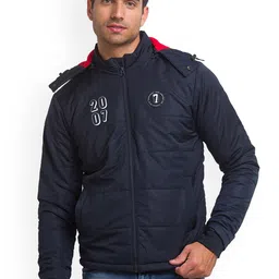 Being Human Men Navy Blue Sporty Jacket with Patchwork-picture-20