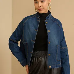 Antheaa Women Denim Jacket with Patchwork-51