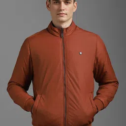 Louis Philippe Men Mock Collar Solid Casual Bomber Jacket-picture-50