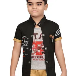 BAESD Boys Typography Printed Lightweight Tailored Jacket with Attached T-shirt-image-64