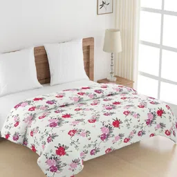 SWAYAM Pink & White Floral AC Room 150 GSM Double Bed Comforter-image-10