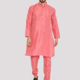 Maharaja Band Collar Regular Dupion Silk Kurta With Churidar-picture-28