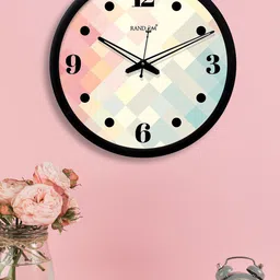 RANDOM Black & Pink Printed Contemporary Analogue Wall Clock-93