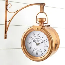 Home Centre Gold-Toned & White Contemporary Wall Clock-image-53