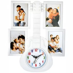 Attractionz White & Black Round Shaped Contemporary Analogue Wall Clock With Photo Frame-9