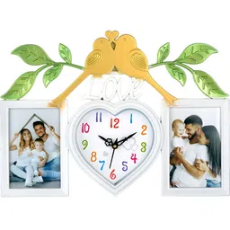 Attractionz White & Green Heart-Shape Textured Analogue Contemporary Wall Clock-15