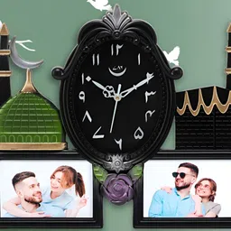Attractionz Black Oval Textured Contemporary Wall Clock-picture-42