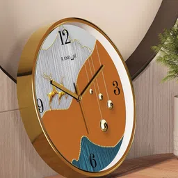 RANDOM Orange & White Printed Contemporary Wall Clock-22