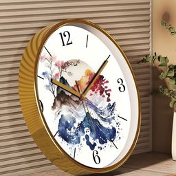 RANDOM Yellow & White Printed Contemporary Wall Clock-22