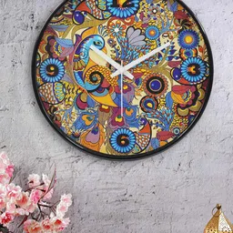 KOLOROBIA Red & Blue Peacock Admiration Printed Contemporary Analogue Wall Clock-image-21
