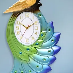 Attractionz Green Blue Textured Analog Oval Contemporary Wall Clock-image-13