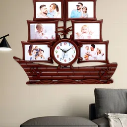 Attractionz Brown & White Round Analogue Contemporary Wall Clock-image-52
