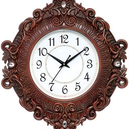 Attractionz Brown & White Round Textured Analogue Contemporary Wall Clock-54