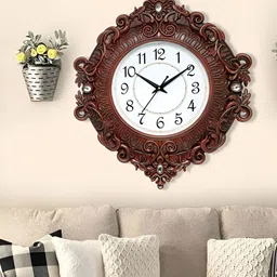 Attractionz Brown and White Analogue Traditional Wall Clock-12