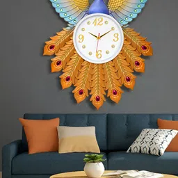 Attractionz Yellow & White Printed Round Acrylic Contemporary Wall Clock-8