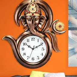 Attractionz Bronze & White Round Textured Analogue Contemporary Wall Clock-image-89
