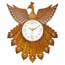 Attractionz Brown Round Contemporary Textured Peacock Design Wall Clock-image-89