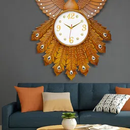Attractionz Beige & Beige Abstract Shaped Textured Analogue Wall Clock-55