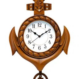 Attractionz Brown & White Textured Acrylic Round Contemporary Wall Clock-12