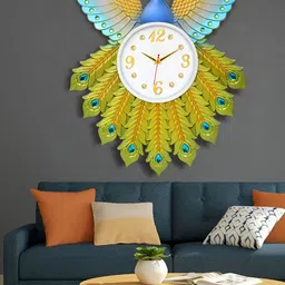 Attractionz Lime Green & Blue Round Shaped Traditional Analogue Wall Clock-image-2