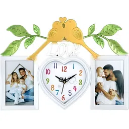 Attractionz White & Green Textured Analogue Contemporary Wall Clock-5