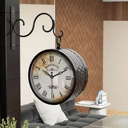 RANDOM Black & White Vintage Metal Round Wall Clock-picture-23
