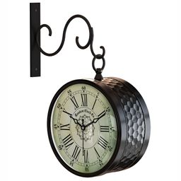 RANDOM Green & Black Vintage Metal Round Wall Clock-3