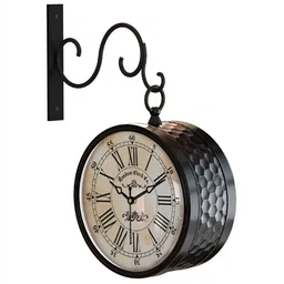 RANDOM Beige & Black Vintage Metal Round Wall Clock-picture-10