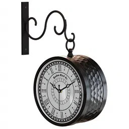 RANDOM White & Black Vintage Metal Round Wall Clock-image-10