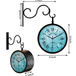 RANDOM Black & Blue Vintage Metal Round Wall Clock-41